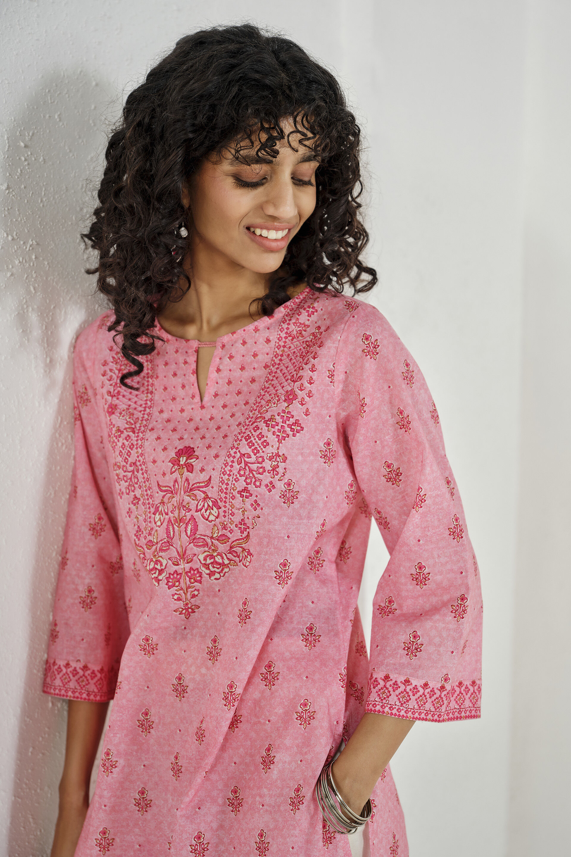 Gulabi Hush Cotton Kurta, Blush, image 3